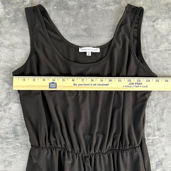 Annalee + Hope Medium Black Body Suit Pants Sleevless Minimal Basic - Picture 2 of 8